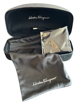 Salvatore Ferragamo Black Eyewear Case with Black Soft Pouch